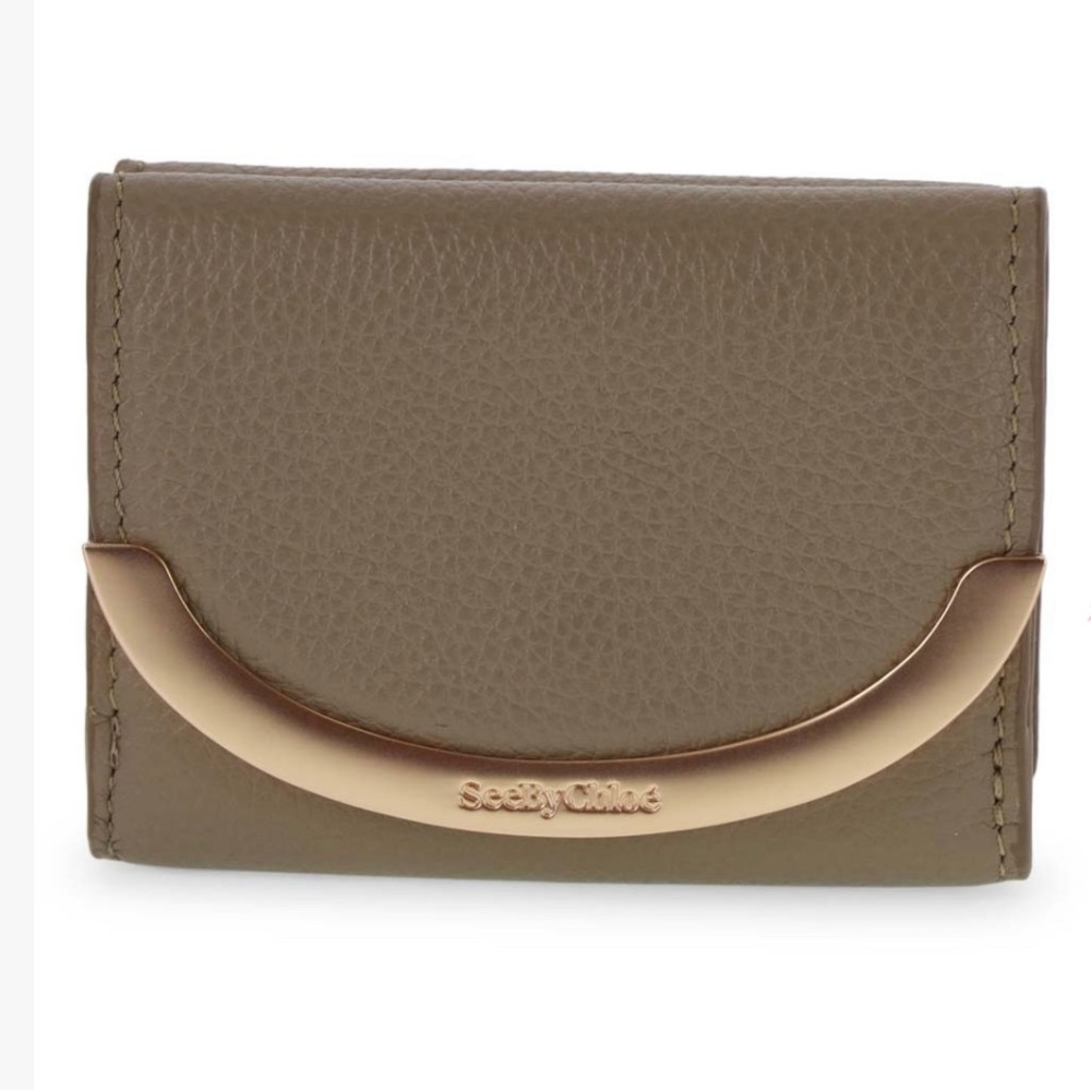 See by Chloé | Gray & Goldtone Arc Leather Tri-Fold Wallet